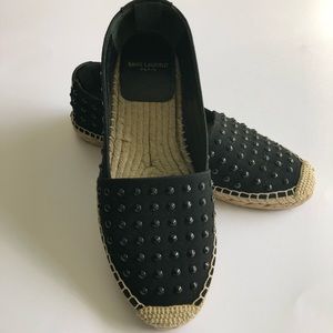 NWOT Saint Laurent YSL Black Studded Espadrilles